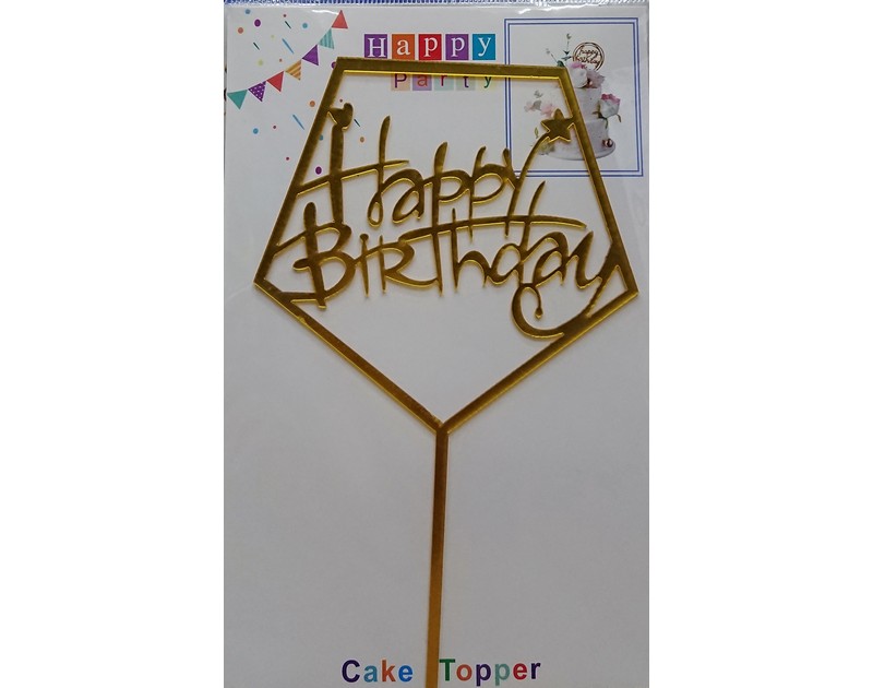 Happy Birthday Pentagon Shaped Cake Topper