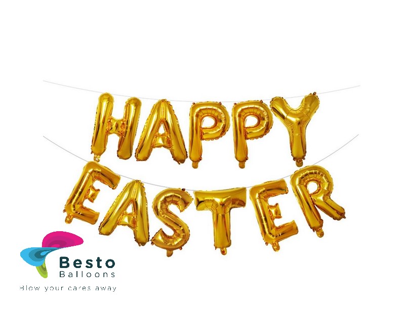 Happy Easter Golden Alphabet Foil Balloons