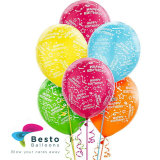 Happy Birthday Printed Multicolor Latex Balloon 12 inch