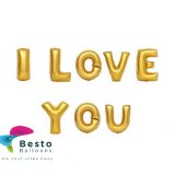I love you Golden Alphabet Foil Balloon Set 16"
