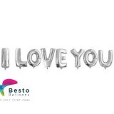I love you Silver Alphabet Foil Balloons Set 16"