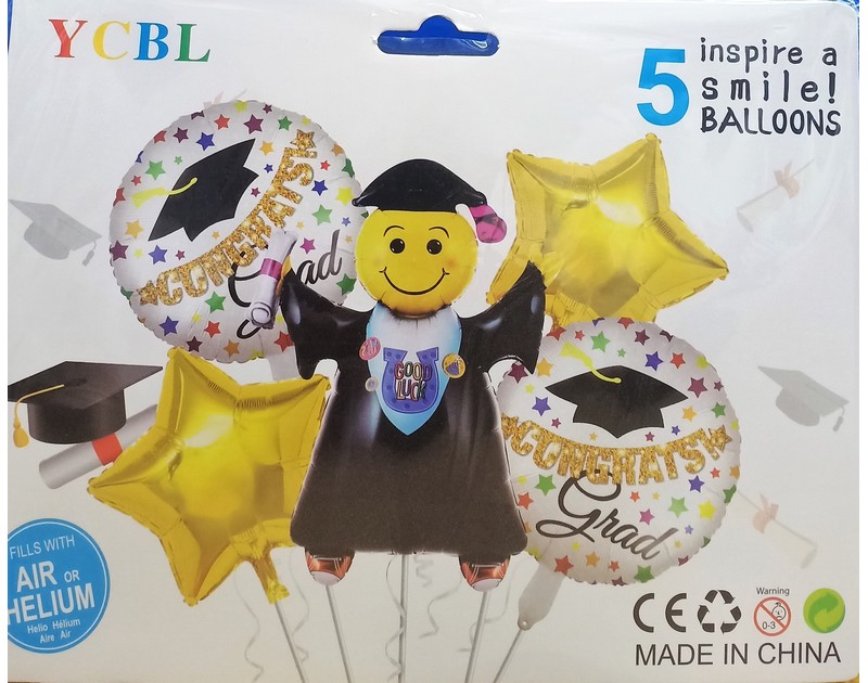 Graduation Foil Balloons Set 5 Pcs