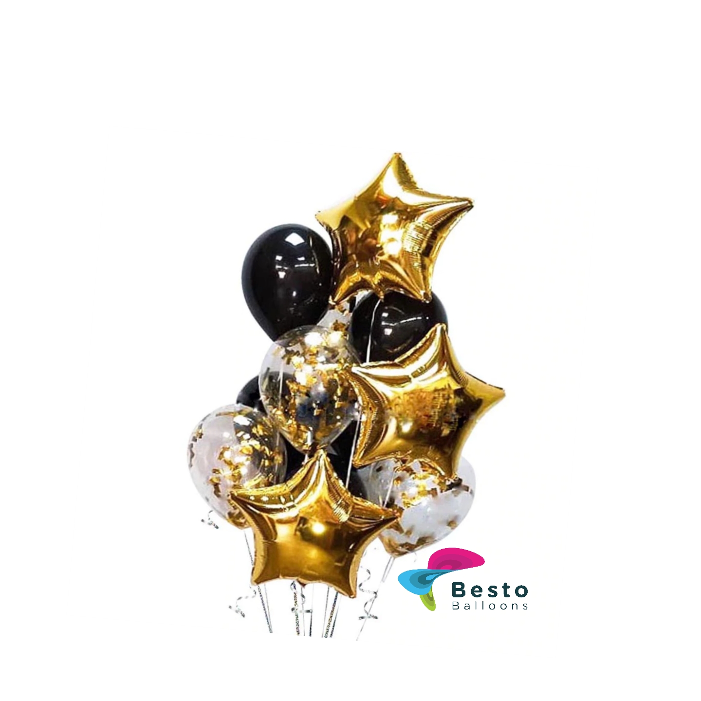 Balloon Bouquet Black and Golden 14Pcs Set