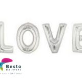Love Silver Alphabet Foil Balloons Set 16"