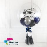 Navy Blue Balloons in Transparent Bubble Balloon with Customized Printing