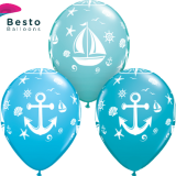 Customized Nautical Sailboat And Anchor Double Side Print Balloons