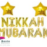 Nikkah Mubarak Golden Alphabet Foil Balloons Set 16"