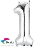 Number Foil Balloon 1 Silver