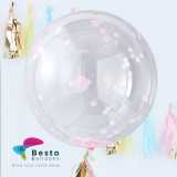 24 Inch Pink Confetti Transparent Balloon