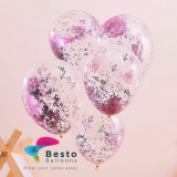 Pink Glitter Transparent Latex Balloon 12 inch