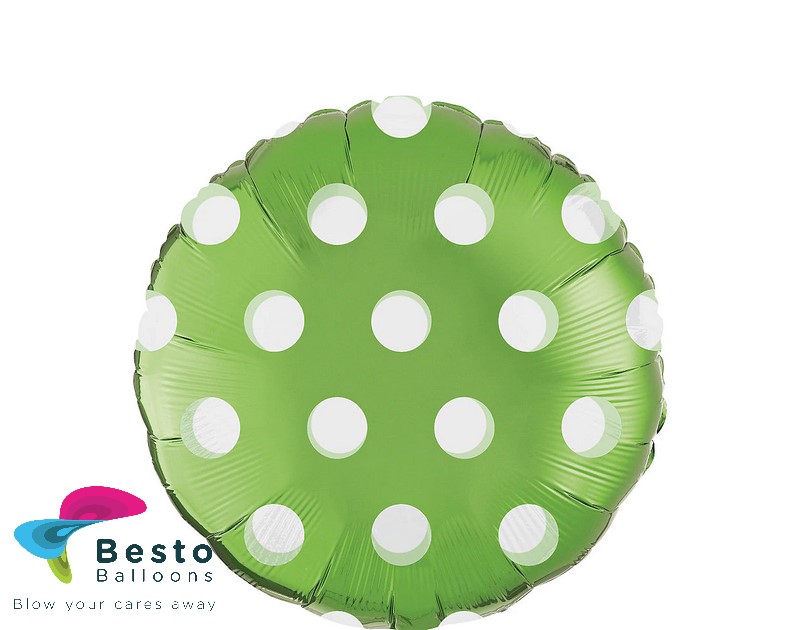 Green Polka Dot Foil Balloon 18" Round