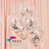Rose gold Glitter Transparent Latex Balloon 12 inch