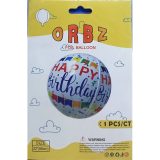 Happy Birthday 22Inch Orbz Round Shaped Foil Balloon