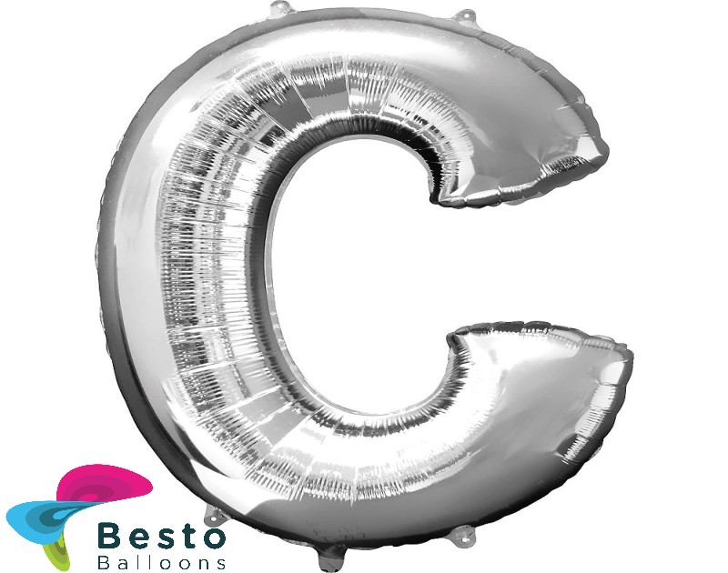 Silver Alphabet Foil Balloons "C"