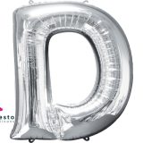 Silver Alphabet Foil Balloons "D"