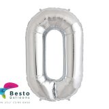 Number Foil Balloon 0 Silver