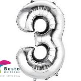 Number Foil Balloon 3 Silver