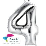 Number Foil Balloon 4 Silver