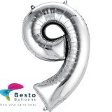 Number Foil Balloon 9 Silver