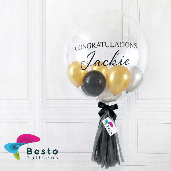 Bubble Transparent Balloon with Silver & Golden Mini Balloons