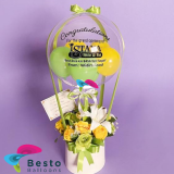 Floral Congratulations Hot Air Balloon Basket (Custom Printed)