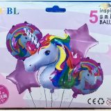 Unicorn 5 Pcs Foil Balloon Bouquet Colorful