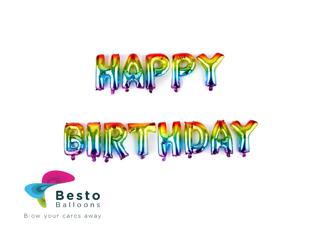 Happy Birthday Multicolor Alphabet Foil Balloons Set 16"
