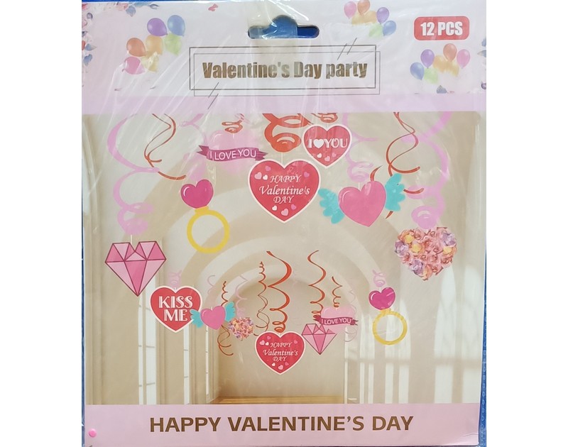 Valentine Party Ceiling Hangings 12 Pcs Set