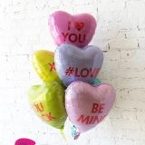 Candy Hearts Foil Balloons - bouquet of 6